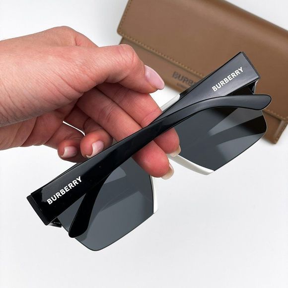 Burberry BE4291 40496G Sunglasses White Grey Mirror Black Shield Unisex - Picture 12 of 12